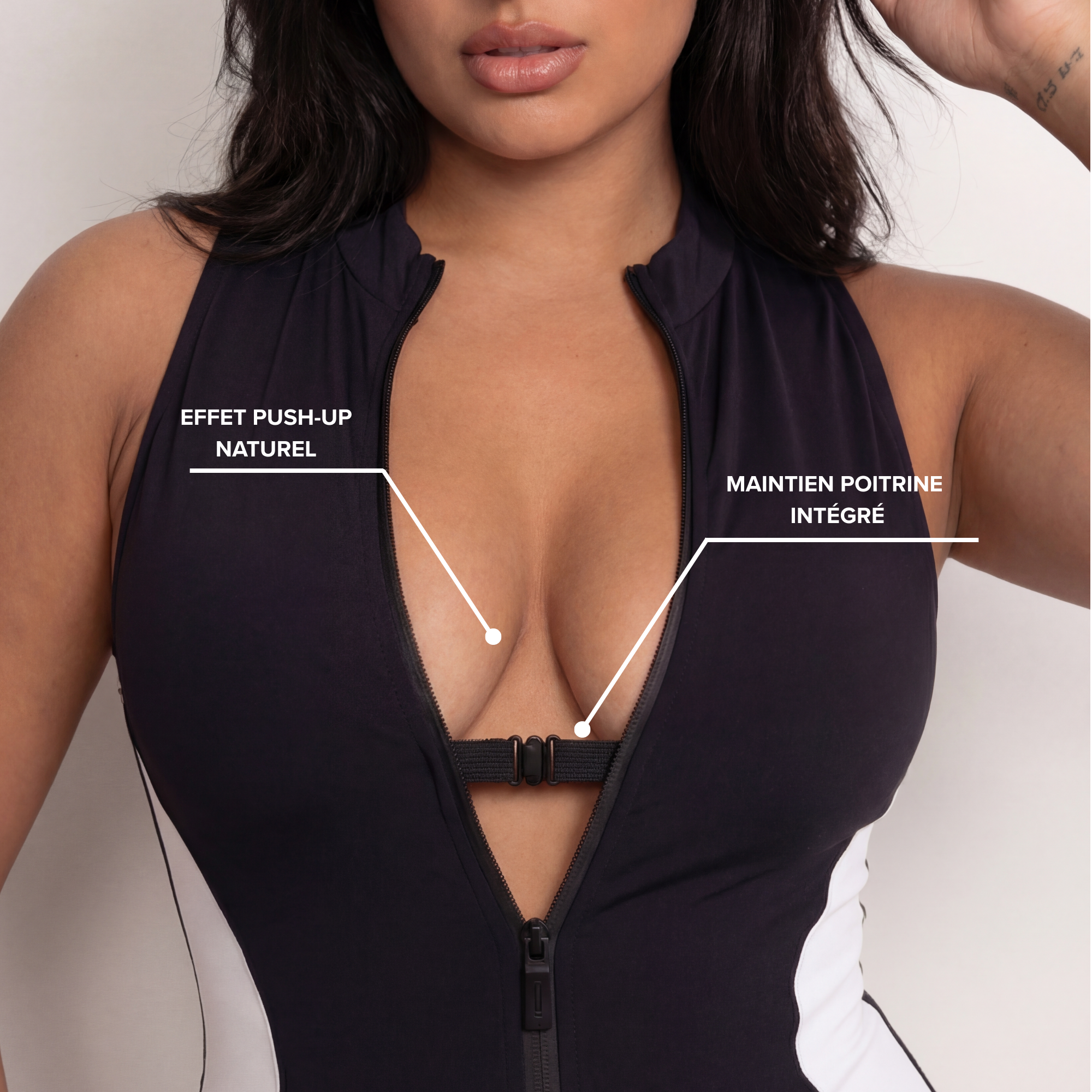 ASTRA - Maillot de bain gainant push-up avec zip